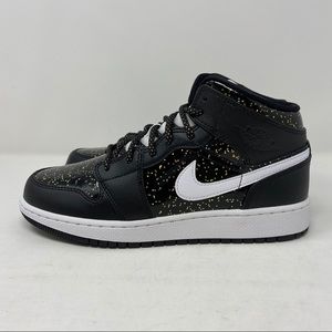 Nike Air Jordan 1 Mid SE Gold Flake Glitter GS